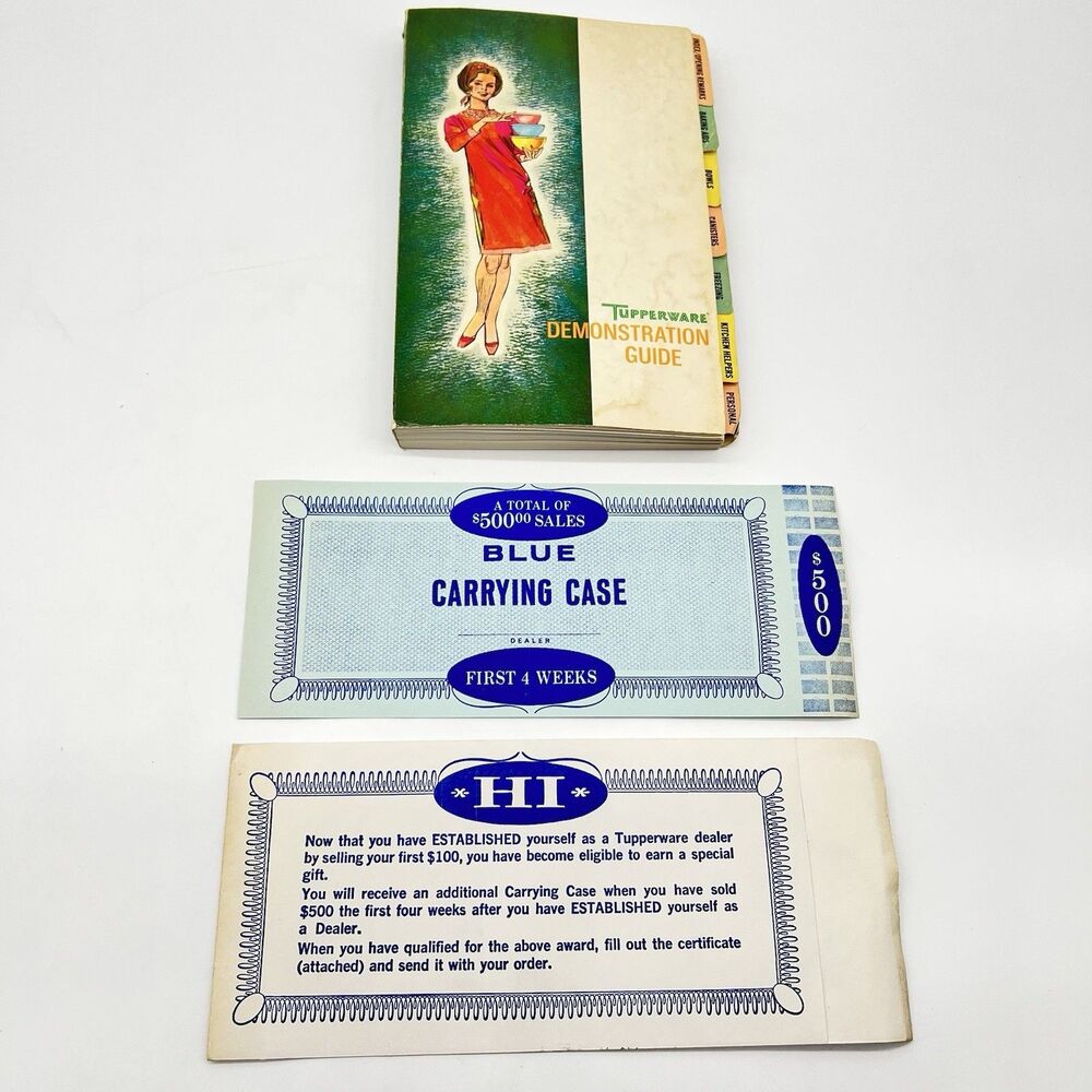 RARE! Vintage 1960/70s Tupperware Demonstration Guide & Envelop/Gift Certificate